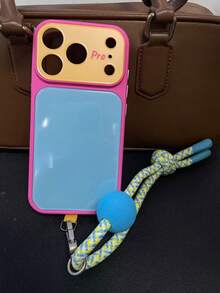 Ins Vibrant Dopamine Color Block Phone Case Compatible With IPhone 17 Pro Max 16 Pro Max 15 14 Pro 13, Unisex Couple Shockproof Protective Cover, Unique Aesthetic - Hot Pink - View 16