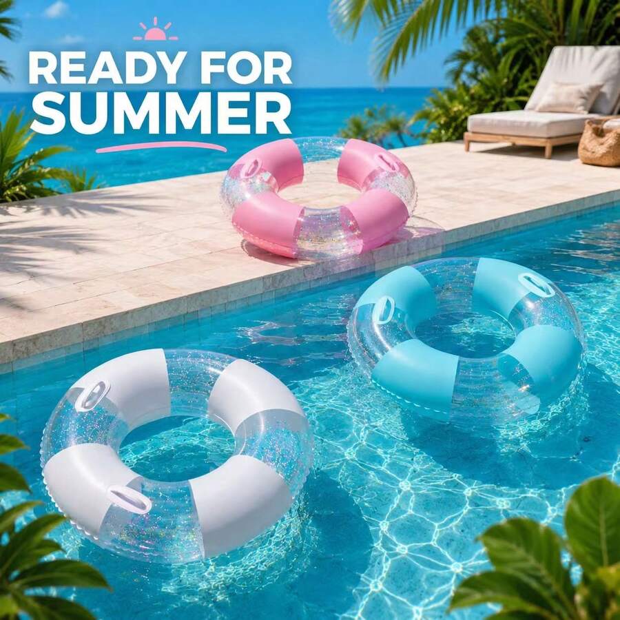 Anillo inflable de natación grueso con forma de mariposa blanca con asas, adecuado para mujeres adultas, flotador inflable para piscina, accesorio esencial de playa, anillo flotante para piscina