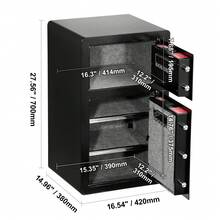 4.5 Cubic Foot  With Double Doors, Key And Password Lock, Fireproof Bag, Key Rack, LED Light, And 2 Height-Adjustable And Removable Dividers For Cash, Documents, Jewelry, And Valuables, Black - 4,5 Pies Cúbicos - View 10