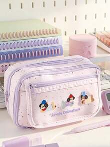 1pc INS Style Cartoon Multi-Layer Large Capacity Pencil Case, Cute Student Stationery Bag, High-Quality Polka Dot Pen Holder, Back To School, First Day Of School - View 6