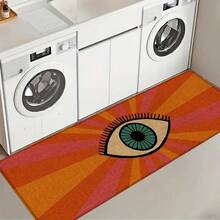 1pc Home Decor Eye Pattern Printed Linen Kitchen Rug, Kitchen Mat, Floor Mat, Bathroom Mat, Door Mat, 3D Printed Rectangular, Suitable For Living Room, Bedroom, Hallway, Bathroom, Laundry Room - Polyester Rug, Suitable For Indoor And Outdoor Home Decor - Multicolor - View 5