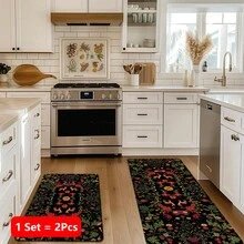 1pc, Home Decor, Floral Deer Pattern Print, Linen Kitchen Rug, Kitchen Mat, Floor Mat, Bathroom Mat, Door Mat, 3D Print Rectangular, Suitable For Living Room, Bedroom, Hallway, Bathroom, Laundry Room - Polyester Rug, Suitable For Indoor And Outdoor Home Decor - Multicolor - View 17