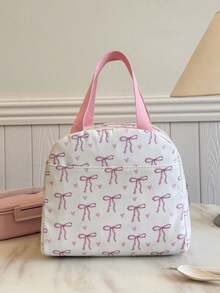 Student Portable Insulated Lunch Bag, Thickened Cute Fruit Lunch Bag With Bow And Heart Pattern - Multicolor - View 1