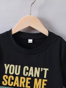 Camiseta de manga corta de verano para niños con estampado de 'SISTERS' - Negro - Ver 3