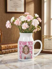 Custom Photo Premium Vintage Portrait - Personalized Ceramic Vase - White - View 2