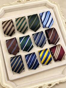 1pc Luxury Striped Men's Tie, French Luxury Striped Men's Tie Men's Business Suit Style, Commuting Accessories - Multicolor - View 1