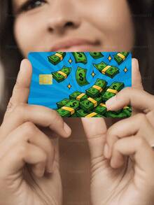 1 pieza Pegatina de tarjeta de crédito Wealth Rain con protección de privacidad, piel de tarjeta con diseño de dólares dispersos, material PVC anti-huellas, anti-arañazos y resistente al desgaste, funda de tarjeta, adecuada para hombres, mujeres, parejas, tarjeta con chip pequeño, pegatina de decoración de tarjeta bancaria, tarjeta de crédito, tarjeta de transporte, tarjeta de campus estudiantil personalizada DIY - Tipo A - Ver 5