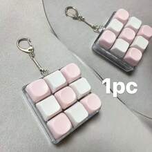 Llavero de teclado cuadrado de 9 teclas/4 teclas/1 tecla, juguete de botón antiestrés, colgante creativo de teclado, adorno decorativo para bolso, regalo para amigos - Multicolor - Ver 3