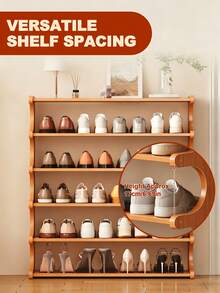 Free Standing Shoe Rack, Bamboo Shoe Storage Organizer, Stable Shoe Organizer With Removable Shelves, Shoe Holder, Space-Saving Shoe Shelf For Entryway, Living Room, Bedroom, Closet Organizers And Storage, Cabinet Organizer (3 Tier/5 Tier/6 Tier) - 棕色 - 查看 6