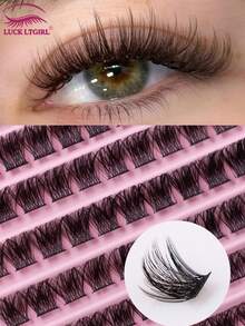 120 Clusters DIY Eyelash Extensions, Fine Band Cross Natural Style, Soft And Lightweight, Single Cluster False Eyelashes, Cluster Eyelashes, Single Strand False Eyelashes - D - View 5