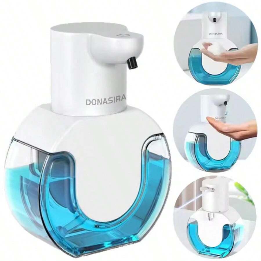 DONASIRA Dispenser Sabun Otomatis Inframerah Cerdas Tanpa Sentuh Kapasitas Besar 420ml, Pompa Dispenser Cepat Busa Cair Tanpa Sentuh, Mesin Cuci Tangan Elektrik, Perangkat Cuci Tangan Sensor, Tangki Air Transparan, Bahan Plastik ABS, Tahan Air IPX5, 4 Tingkat Pencahayaan yang Dapat Diatur untuk Volume Busa/Cairan, Cocok untuk Dapur dan Kamar Mandi, Produk Baru untuk Musim Semi