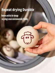 3/6pcs Natural Wool Dryer Balls, Reduce Static, Remove Wrinkles And Soften, Clothing Care, Sheep Pattern, Home Essentials - A - View 6