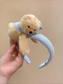 1pc Teen Girls 3D Bear Shaped Headband, Fluffy Cute Face Wash Hairband, Versatile Daily Hair Accessory - Multicolor - View 3