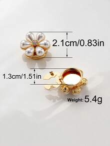 1/2/5pcs Elegant Floral Faux Pearl Clip Buckle, No-Sew Rhinestone Button, Gold/Silver Anti-Exposure Fixing Buckle, Suitable For Shirts, Dresses, Shawls - 1/2/5 Pieces - View 11