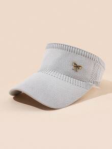 1件女童蝴蝶結金屬飾編織遮陽帽，透氣鏤空開頂設計，適合運動、海灘及日常戶外穿著 - 1PC - 查看 16