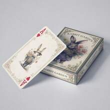 YFOPEN Garden Cute Rabbit Paper Playing Cards, Fresh Pastoral Style, Home Leisure Card Game, Party Interactive Tabletop Cards, Adorable Rabbit Poker Cards, Garden Scene Fun Design, Warm Healing Art Style - Multicolor - View 6