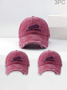 INNNEVV 1 chiếc mũ lưỡi trai denim unisex thêu chữ thời trang phong cách đường phố rách rưới - Nhiều màu - Xem 15