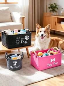 2pcs/3pcs Pet Storage Basket, Universal For Cats And Dogs, Pet Toy Organizer Box, Dog Toy Storage Box With Handle, Foldable Pet Supplies Storage Basket/Storage Box, Pet Supplies Storage Box - Multicolor - View 1