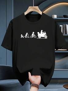 Camiseta de manga corta de 200g, 100% algodón puro, estilo moderno, casual y versátil, seleccionada por Niu Wang. - Negro - Ver 1
