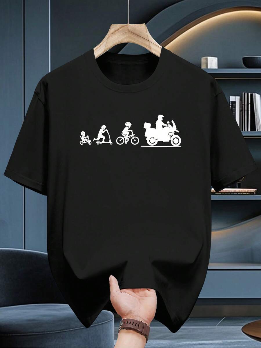 Camiseta de manga corta de 200g, 100% algodón puro, estilo moderno, casual y versátil, seleccionada por Niu Wang. - Negro - Ver 1