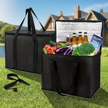 1pc Large Capacity Portable Cooler Bag, 3-Layer Insulation, PVC Non-Woven Fabric Tote Bag, Keeps Food Warm/Cold For 1.5 Hours, Easy-To-Clean Aluminum Lining, Foam Insulation, Durable Handle - A - View 5
