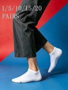 1/5/10/15/20 Pairs Invisible Low-Cut Boat Socks, Black/White/Grey Basic Style, Everyday Wear Socks, Low-Cut Socks - Multicolor - View 1