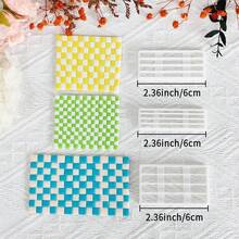 1pc Woven Texture Polymer Clay Cutting Mold For Earring Making - Checkerboard Grid Stripe DIY Handmade Tool, Suitable For Jewelry, Pottery And Clay Craft Projects - White - View 2