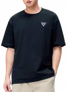 CAMEL CROWN Men's Outdoor Casual Sports Short Sleeve T-Shirt, American Print Minimalist T-Shirt - Phantom Black - View 1