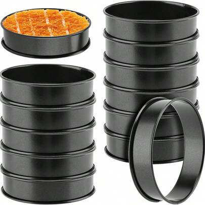 6pcs/12pcs Cetakan Kue Muffin Inggris dari Stainless Steel, Cetakan Bulat Logam untuk Memanggang di Rumah, Cetakan Kue Kering, Untuk Membuat Hamburger, Pancake, Sandwich Sarapan, Telur Goreng