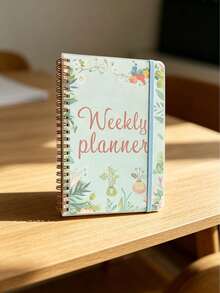 Artistic Floral Undated Weekly Planner, Metal Spiral Binding, Monday To Sunday Task List, Study And Work Goal Tracking Notebook - Multicolor - View 7