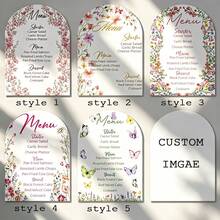 Arched Personalized Wedding Menu Card, Customized Wedding Dinner Menu, Elegant Minimalist Floral Design, Wedding Table Decor, Customizable Event Menu Card, Suitable For Weddings And Pre-Wedding Parties, Minimalist Wedding Table Decor - Arched Menu - View 3