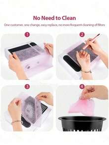 Set Isi Ulang Kertas Filter Pengumpul Debu Kuku 200/100pcs, Bantalan Penyerap Debu Kuku Sekali Pakai, Kertas Filter Pengganti - beraneka warna - View 2