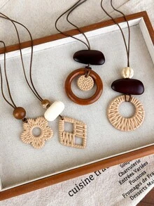 1pc Vintage New Chinese Woven Long Necklace For Women, High-End Bohemian Accessory To Match Clothing, Old Money Style - Necklace - View 6