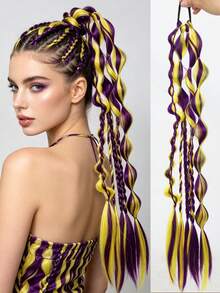 24 Inch Long Braided Ponytail Wig With Headband, Heat-Resistant Synthetic Fiber, Multiple Colors Available, Natural And Soft, Suitable For Women - Multicolor - View 9