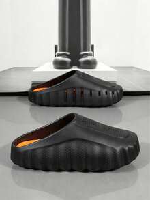 MIND 001 Couple Slippers With Perforated Upper And Massage Footbed, Perfect For Home, Beach Trips And Poolside,Also A Independence Day Gift. - Black - View 2