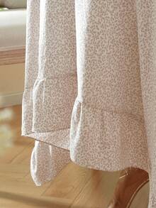 1pc Tablecloth With Scalloped Lace Trim, Polyester Fabric, Light Brown Floral Pattern, Rectangular/Square, Suitable For Dining Room And Living Room Tabletop Decor - Light Coffee - View 8
