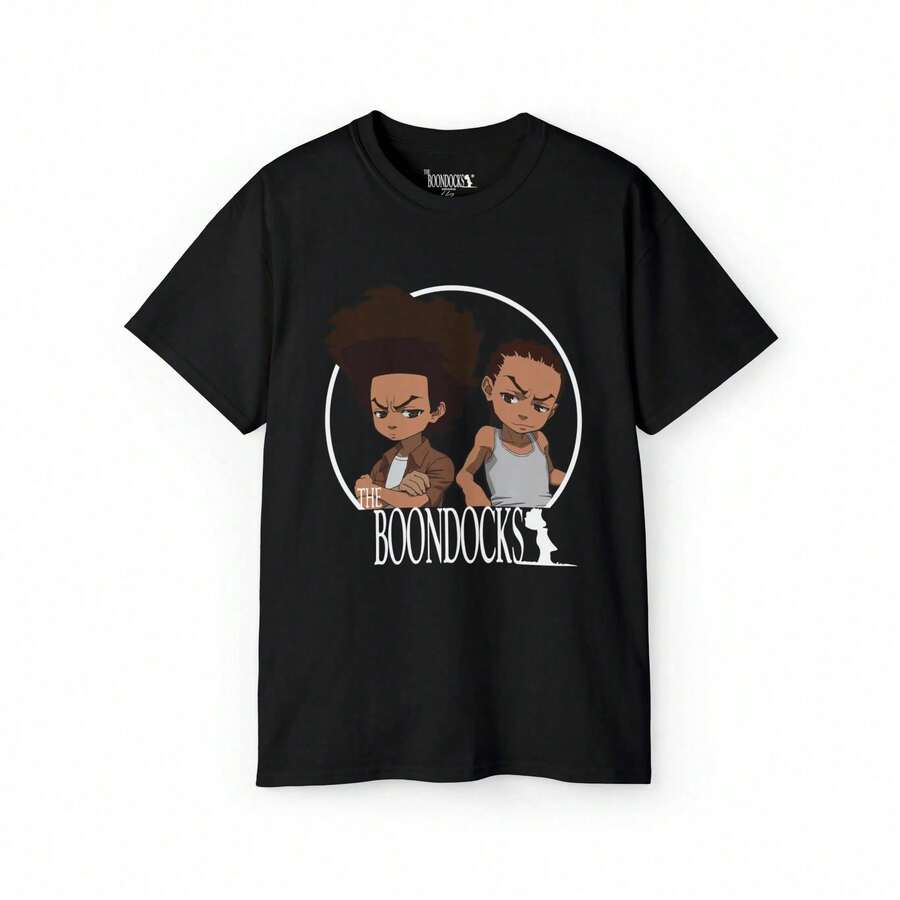 1 Piece Casual Fashion For Men And Women Boondocks Men's Summer Casual T-Shirt Comfortable - Breathable Soft, Slightly Stretchy Street Hip Hop Style T-Shirt 100% Cotton - 軍綠色 - 查看 1