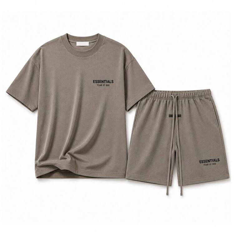 Fear Of God Essentials Classic Tee + Shorts Set SS25 Black Unisex