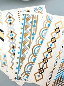 4 Sheet Tattoo Sticker Temporary Tatoos Bronzing Tatoo Gold Silver Arm Body Attoo Cool Bracelet Summer Gir Dlv Golden Fashion Tattoos Ling Sticker - Multicolor - View 5