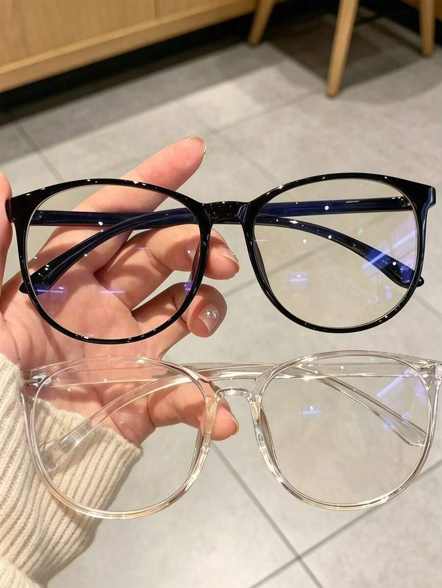 1/2Pcs Unisex Transparent Plain Glasses, Lightweight Clear Lens Eyewear For Computer Gaming Phone TV Use, Fashion Daily Matching Casual Eyeglasses