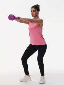 Mujeres Corriendo Camisetas sin Mangas Fitness Gimnasio Atlético Jogging Yoga Chaleco - Rosa - Ver 4
