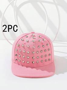 1pc New Rivet Design Fashion Versatile Baseball Cap, Sparkling Fabric Rhinestone Decor, Party Wear,Summer,Beach,Hat - Multicolor - View 27