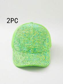 1 pieza Gorra de béisbol de protección solar para mujer con diamantes de imitación en color AB, Halloween - Multicolor - Ver 49