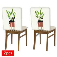 2/4/6pcs Set, Home Decor, Printed Linen Chair Covers, Suitable For Daily Home Decoration, Living Room, Dining Room, Garden, Hotel Restaurant, Holiday Party, Friends Gathering, Washable Polyester Material, Dining Chair Seat Covers - Multicolor - View 12