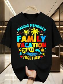 2026 Viaje Familiar Divertido a la Playa en Verano: Conjuntos a juego para padres e hijos, camisetas estampadas divertidas, la elección perfecta de regalo para cumpleaños, vacaciones o uso d - Negro - Ver 1