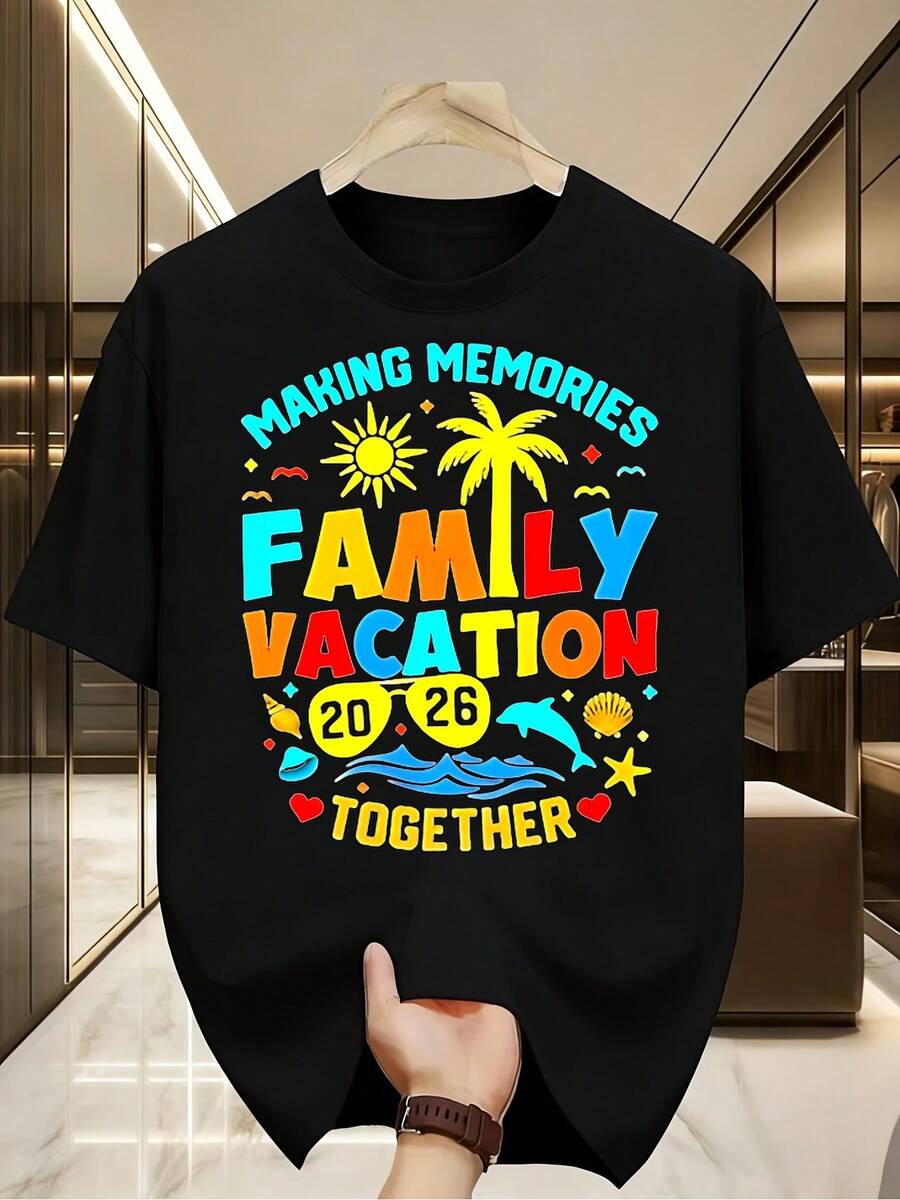 2026 Viaje Familiar Divertido a la Playa en Verano: Conjuntos a juego para padres e hijos, camisetas estampadas divertidas, la elección perfecta de regalo para cumpleaños, vacaciones o uso d - Negro - Ver 1