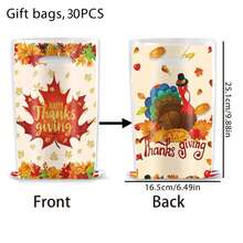 10/30PCS Happy Thanksgiving Turkey Maple Leaf Plastic Goodie Bags, Fall Autumn Thanksgiving Party Favor Gift Bags With Handles, Thanksgiving Treat Bags For Thanksgiving Dinner, Harvest Festival, Thanksgiving Party Decorations Supplies - Thanksgiving Gift Bags - View 11