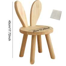 Solid Wood Stool, Creative Animal-Shaped Low Stool, Shoe-Changing Stool For Entryway Bedroom, Wooden Seat - A: Bunny Ear Stool - View 4
