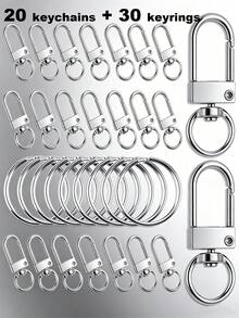20/50/100pcs Heart-Shaped Swivel Clasp Keychain - Colorful Metal Spring Snap, Suitable For DIY Crafts, Jewelry, Lanyards And Accessories, Zinc Alloy Lobster Claw - Silver - View 26