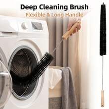 1pc Flexible Dryer Vent Cleaning Brush, 70cm Long Wood Handle Lint Remover, Stainless Steel Bendable Lint Trap Cleaner, Multi Purpose Brush For Refrigerator Coils, Furniture Crevices, Pipe Duct Cleaning, Fire Prevention Household Cleaning Tool - 27.55in - View 2
